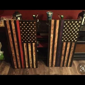 Rustic Service Flags Blue, Red or Green Stripe